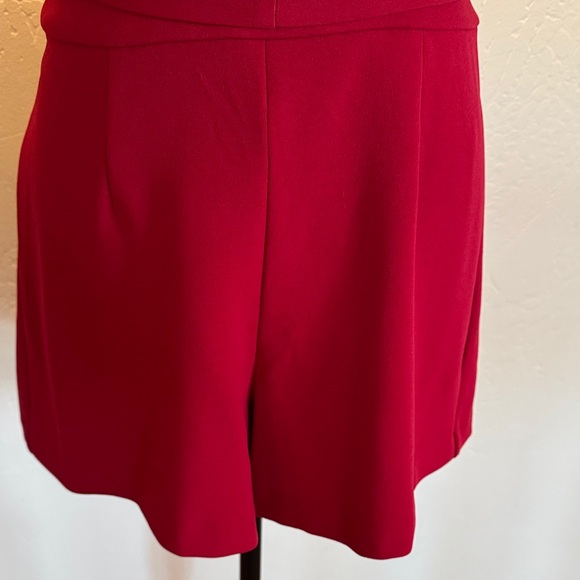 Red Ruffle Plunge Neck Romper - Picture 6 of 9